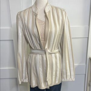 Vintage Marie-Martine Paris Belted snakeskin/Knit Stripe Jacket - Made in Italy